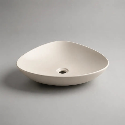 Lavabo da appoggio in ceramica sanitaria bianco forma ovale irregolare 50 cm 38 cm 15 cm